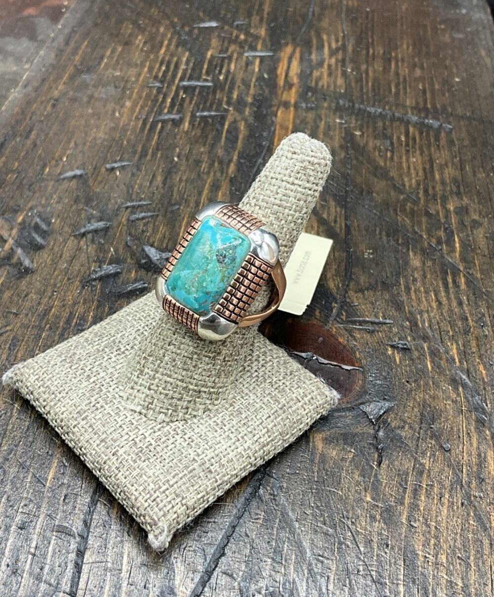 Barse Correa Ring- Turquoise- Copper & Sterling Silver- 8-NWT